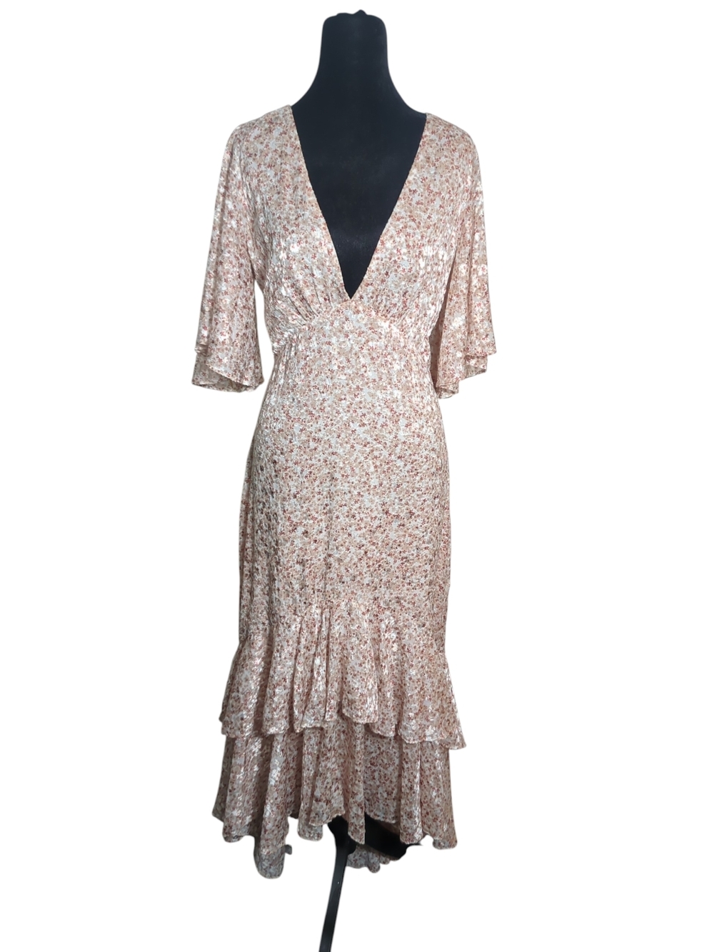 Jenny Yoo Collection Floral Midi Dress High Lo Backless Size 10 Cottage Romantic